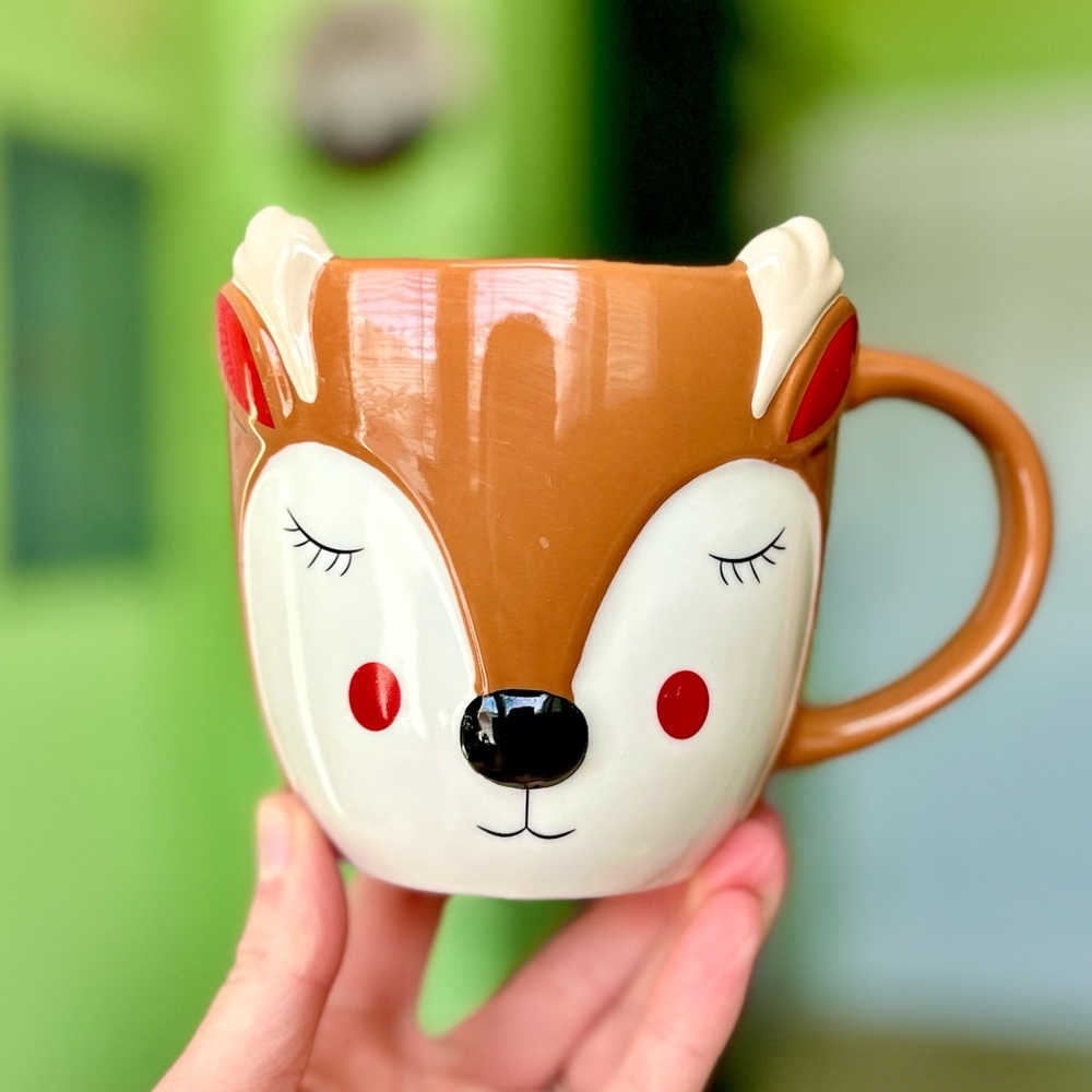 Charming Christmas Reindeer Mug Ceramic and Figural